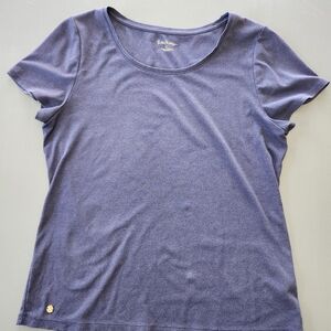 Lilly Pulitzer Women's Top XL Navy Blue Round Neck Short Sleeve Summer Shirt